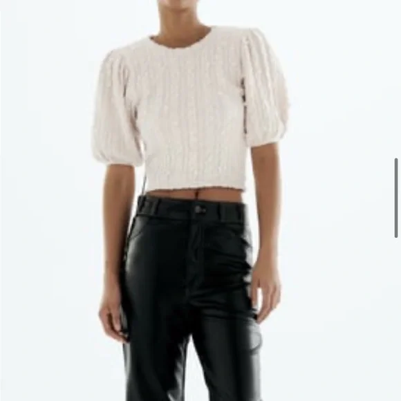 Zara PEARL SOFT TOP BEIGE MARL Size Large - Picture 5 of 6